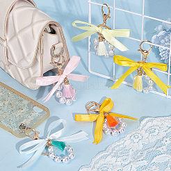 5шт пластиковый брелок-бантик из жемчуга и полиэстера&nbsp;KEYC-PH01537