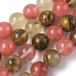 Вишневого кварца стеклянные бусы пряди&nbsp;G-F818-A07-14mm