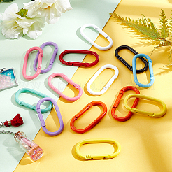 18 шт. 9-х цветные алюминиевые пружинные застежки-кольца&nbsp;KEYC-PH0001-46