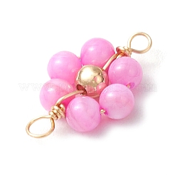 Подвески-коннекторы в виде цветка из окрашенных натуральных ракушек и латунных круглых бусин&nbsp;PALLOY-JF03464