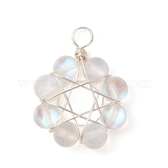 Подвески из круглых бусин из матового синтетического лунного камня&nbsp;PALLOY-JF03469