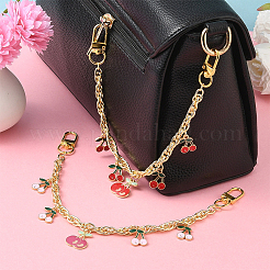 2 шт. 2 стиля сплав эмаль вишневый шарм латунная сумка декоративные цепочки&nbsp;HJEW-SC0002-62