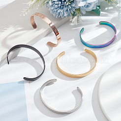 5шт. 5-х цветный набор из простых открытых браслетов-манжет из нержавеющей стали для женщин&nbsp;BJEW-AN0001-44