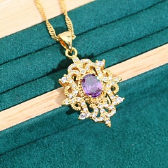 Цветочные латунные подвески с кубическим цирконием&nbsp;FS-WG51B69-03