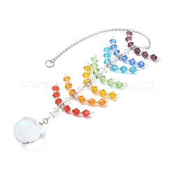 Украшение круглых граненых стеклянных подвесок&nbsp;HJEW-TA00023