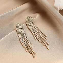 Серьги с кисточками и цепочкой из кубического циркония&nbsp;LS-EJEW-P236-09G