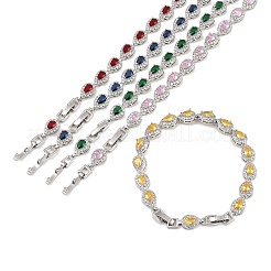 Теннисные браслеты из платиновой латуни с микропаве из кубических цирконий&nbsp;BJEW-B160-05P