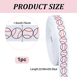 25 ярд полиэстеровая лента с бейсбольным принтом и спортивным мотивом&nbsp;SRIB-WH0011-290B