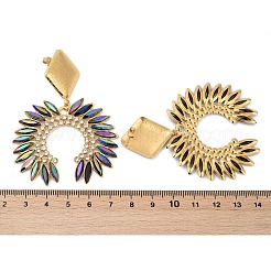 Серьги-гвоздики со стеклянными подвесками из нержавеющей стали 304&nbsp;EJEW-M095-12G-01