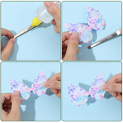 30 шт. 5-цветная полиэстеровая ткань с крыльями и пайетками&nbsp;DIY-GF0012-54