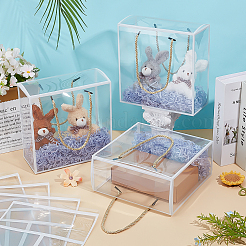 Прозрачные складные ящики для хранения цветов для домашних животных с веревочной ручкой&nbsp;CON-WH0001-38