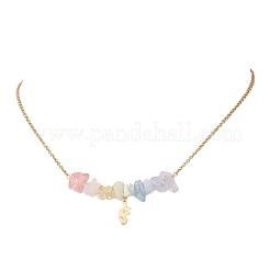 Бусины из драгоценных камней чакры и ожерелья-цепочки с подвеской в виде бабочки из нержавеющей стали 304 для женщин&nbsp;NJEW-JN05826