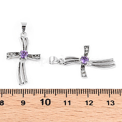 Подвески из серебра 925 пробы с родиевым покрытием и цирконием в паве&nbsp;STER-T007-35P