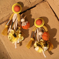 Серьги-гвоздики в форме тыквы из полиэстера&nbsp;FS-WGE352E-01