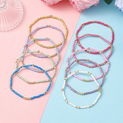 10 шт. набор эластичных браслетов из стеклянного бисера для женщин&nbsp;BJEW-MZ00295