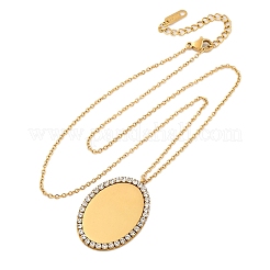 Ожерелья с подвесками из нержавеющей стали 304 с микропаве из кубического циркония для женщин&nbsp;NJEW-Z065-08G-03