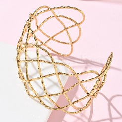 Полые браслеты-манжеты из нержавеющей стали 304&nbsp;BJEW-B158-04G-02