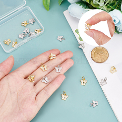 20шт 2 цвета латунные микропаве прозрачные кубические циркониевые подвески&nbsp;KK-PH0003-35