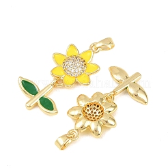 Латунные микропаве прозрачные подвески с фианитом&nbsp;KK-F931-12G