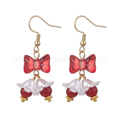 Стеклянные серьги-подвески с бантом&nbsp;EJEW-JE06856