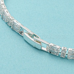 Браслеты-цепочки из латуни с микропаве и кубическим цирконием&nbsp;BJEW-Q771-04S