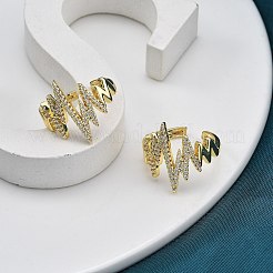 Кольца-манжеты для пальцев с покрытием из латуни с микропаве из прозрачного кубического циркония для женщин&nbsp;RJEW-M028-46G