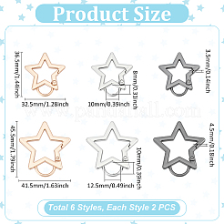 4 шт. 3 цвета 2 стиля сплава пружинные затворные кольца&nbsp;FIND-UN0007-74B