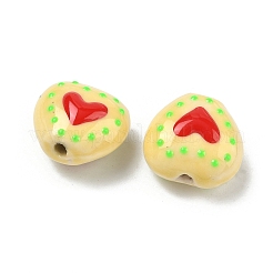 Фарфоровые эмалированные бусины ручной работы с узором в виде сердечек&nbsp;PORC-G016-03I