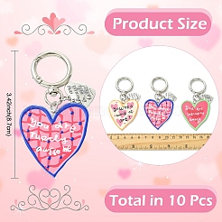 10 шт. 5 стиля подвесных украшений в виде сердца из эмалевого сплава и акрила&nbsp;HJEW-YW00296