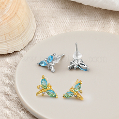 4 пара двухцветных серег-гвоздиков из латуни&nbsp;EJEW-GO0002-20