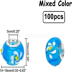 Смешанный стиль ручной работы Стеклянные витые европейских бусы&nbsp;LPDL-PH0001-03-WH