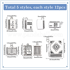 60 шт. 5 стиля подвески из сплава в тибетском стиле на День учителя&nbsp;TIBEP-SC0003-05