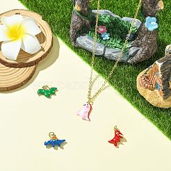 4 шт. 4 подвески в виде динозавра с покрытием из латуни и эмали&nbsp;KK-CJ0003-32