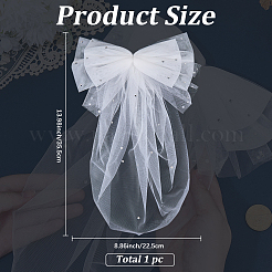 1 шт. полиэстеровая свадебная фата с бантом&nbsp;AJEW-CY0001-83