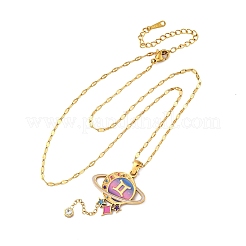 Ожерелья с подвеской в виде планеты и созвездия из нержавеющей стали 304 с перламутровой эмалью&nbsp;NJEW-D310-01I-G