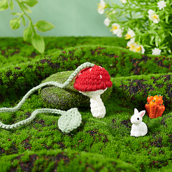 Вязаные крючком шерстяные подвески в виде грибов и листьев своими руками.&nbsp;AJEW-WH0314-465