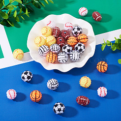 30 шт. 6 вида бусин из смоляных страз в спортивном стиле RESI-TA0003-97