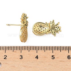 Серьги-гвоздики из латуни с микропаве из кубических цирконий в форме ананаса&nbsp;EJEW-A132-09G