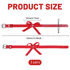 3 пара регулируемых браслетов на лодыжку из искусственной кожи с бантом&nbsp;AJEW-PH0007-83