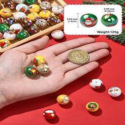 50 шт. непрозрачные акриловые бусины с рождественским принтом&nbsp;OACR-CJ0002-20