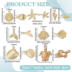 14 шт. 7 стиля латунных подвесок на морскую тематику&nbsp;FIND-PH0022-95