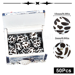 50 шт. круглые бусины из пищевого экологически чистого силикона с рисунком коровы/зебры&nbsp;SIL-SC0002-01