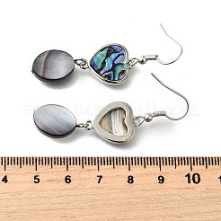 Серьги-подвески из латунной ракушки с черными ракушками&nbsp;EJEW-D313-01P