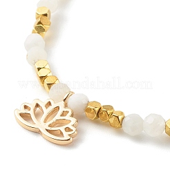 Комплекты эластичных браслетов из натурального радужного лунного камня и ляпис-лазури&nbsp;BJEW-JB06255-03