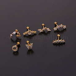 Серьги для хряща из хирургической нержавеющей стали 316L с микропаве из прозрачного кубического циркония&nbsp;WG14BE9-17