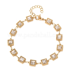 Браслеты-цепочки из нержавеющей стали 304 с инкрустацией из стекла для женщин&nbsp;BJEW-G780-04G