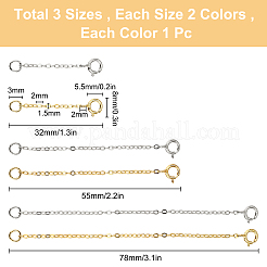 6 шт. 6 стиля 925 удлинитель цепи из стерлингового серебра&nbsp;FIND-SC0001-62