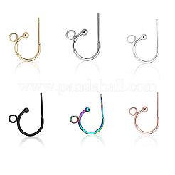 24 шт. 6 цвета фурнитура для сережек-гвоздиков из нержавеющей стали 304&nbsp;STAS-SC0009-55