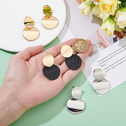 3 пара плоских круглых сережек-клипс из железного сплава двух цветов EJEW-ME0001-14