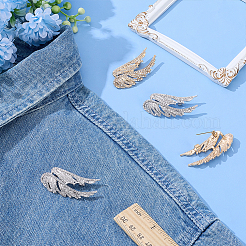 2 шт. броши из цинкового сплава со стразами в виде крыльев ангела для рюкзака&nbsp;JEWB-WR0001-12G